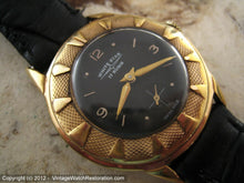 Load image into Gallery viewer, Unusual White Star Black Dial and Markers on Textured Gold Honeycomb Bezel, Manual, 33mm