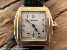 Load image into Gallery viewer, Waltham Creamy Dial in Decorative Tonneau Case, c.1931, Manual, 30x38mm