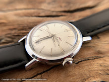 Load image into Gallery viewer, Waltham Pie Pan Silver Dial with Red Pointer Second Hand and Date at Bottom, Automatic, Large 35mm