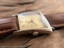 Load image into Gallery viewer, Wittnauer Golden Sunburst Dial in Trapezoid Case with Box, Tags and Original Receipt from 1961, Manual, 26x35mm