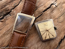 Load image into Gallery viewer, Wittnauer Golden Sunburst Dial in Trapezoid Case with Box, Tags and Original Receipt from 1961, Manual, 26x35mm