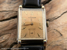 Load image into Gallery viewer, Wittnauer Golden Patina Dial in Rectangular Case with Rounded Edges, Manual, 24x37.5mm