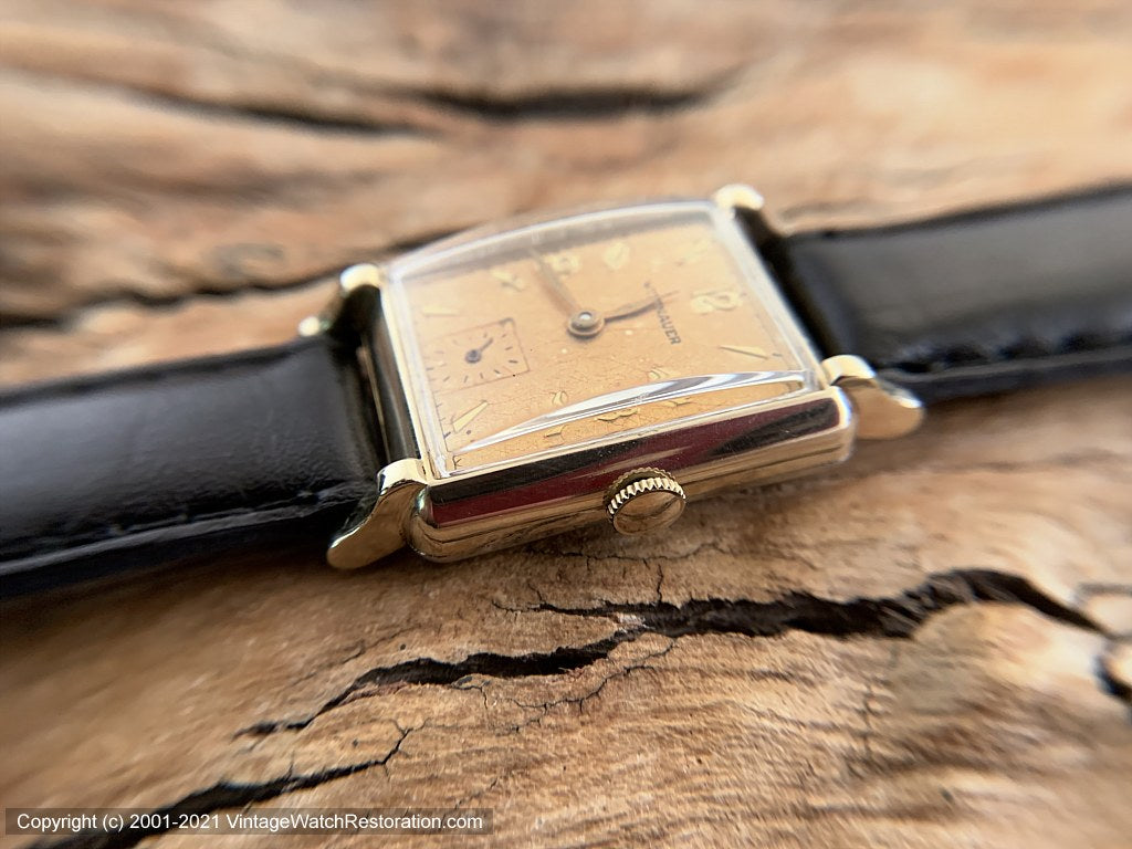 .com: Handdn Handmade Patina Golden Vachetta Leather Watch