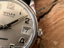 Load image into Gallery viewer, Wyler Dynawind 'Lifeguard' in Beefy Incabloc Stainless Case, Bold Silver Numerals, Date, Automatic, 32mm