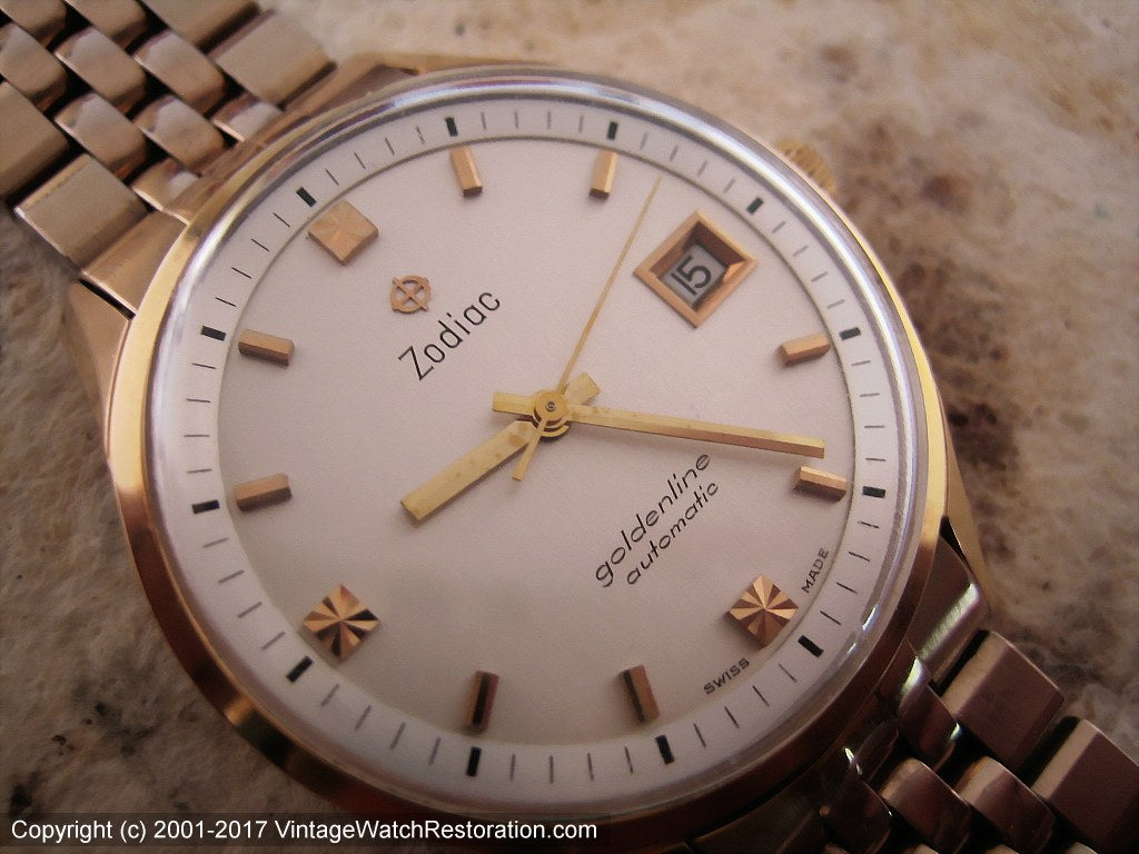 Amazing Zodiac 'Goldenline' Silver Dial Beauty, Automatic, Huge