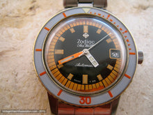 Load image into Gallery viewer, Original and Rare Orange Zodiac Seawolf with Box and Papers, Automatic, Large 36mm