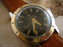 Load image into Gallery viewer, Black Dial Zodiac Sea Wolf with Gold Bezel, Automatic, Very Large 35.5mm