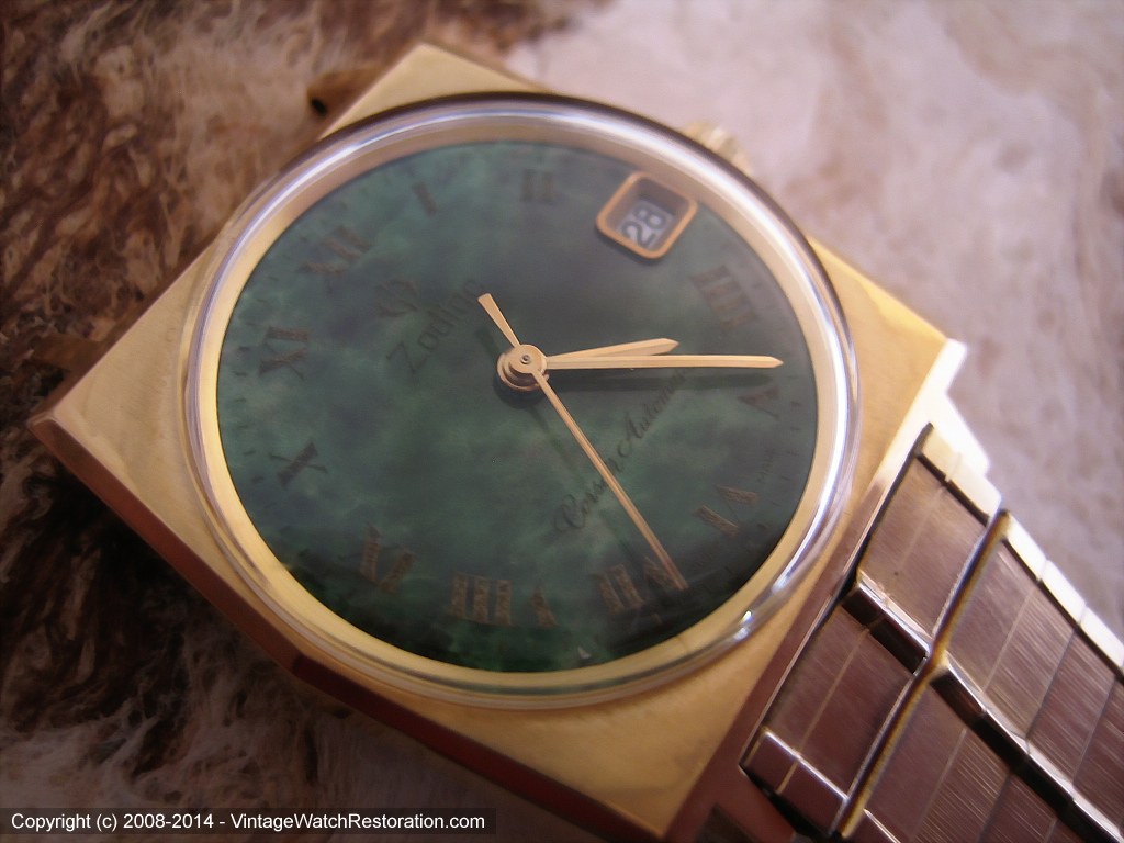 Zodiac 'Corsair' Green Marbled Roman Dial with Date, Automatic