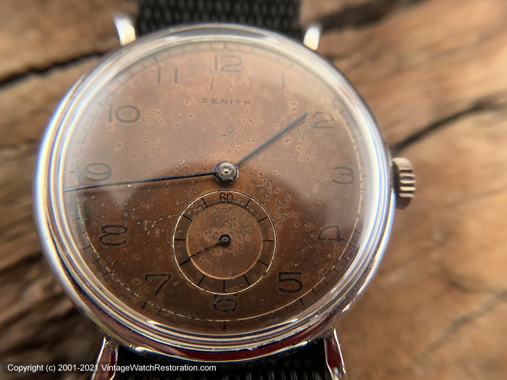 Zenith Original Dark Copper Patina Dial Cal 106 Crab Lugs