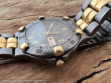 Load image into Gallery viewer, Helbros NOS Day-Date Chunky Gold and Gray Bezel and Bracelet, Quartz, 38mm
