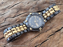 Load image into Gallery viewer, Helbros NOS Day-Date Chunky Gold and Gray Bezel and Bracelet, Quartz, 38mm
