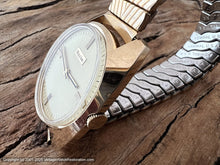 Load image into Gallery viewer, Bulova Lightly Straited Dial, Black/Gold Hands with Original Box, NOS, Manual, 34x40mm
