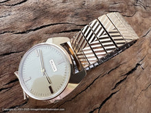 Load image into Gallery viewer, Bulova Lightly Straited Dial, Black/Gold Hands with Original Box, NOS, Manual, 34x40mm
