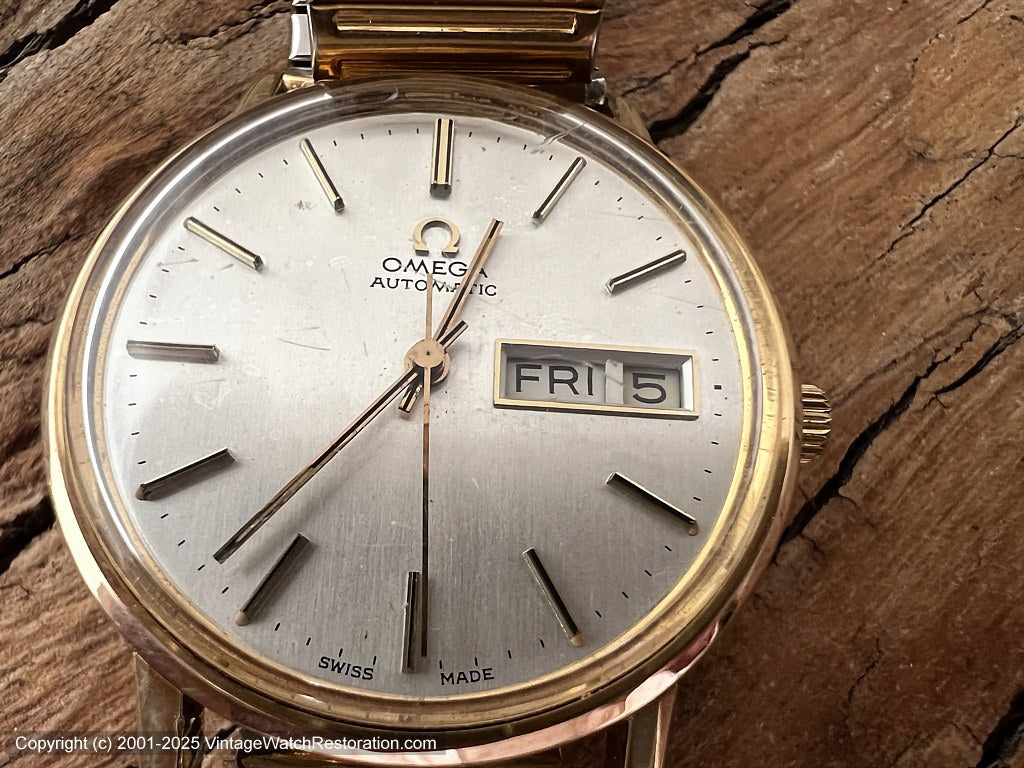 Omega Classic Silver Dial with Gold Hour Markers, Day-Date 