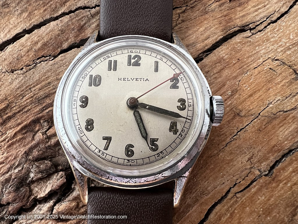 Helvetia Military with Perfect Original Dial, Manual, 31mm