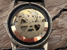 Load image into Gallery viewer, Bulova NOS Black Dial Beauty in Stunning Gold Textured Bezel Case, Automatic, 32.5x38mm
