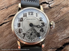 Load image into Gallery viewer, Burlington (Illinois) NOS Bold Lumed Numbers in Hefty Case - Rare Movement, Manual, 30mm
