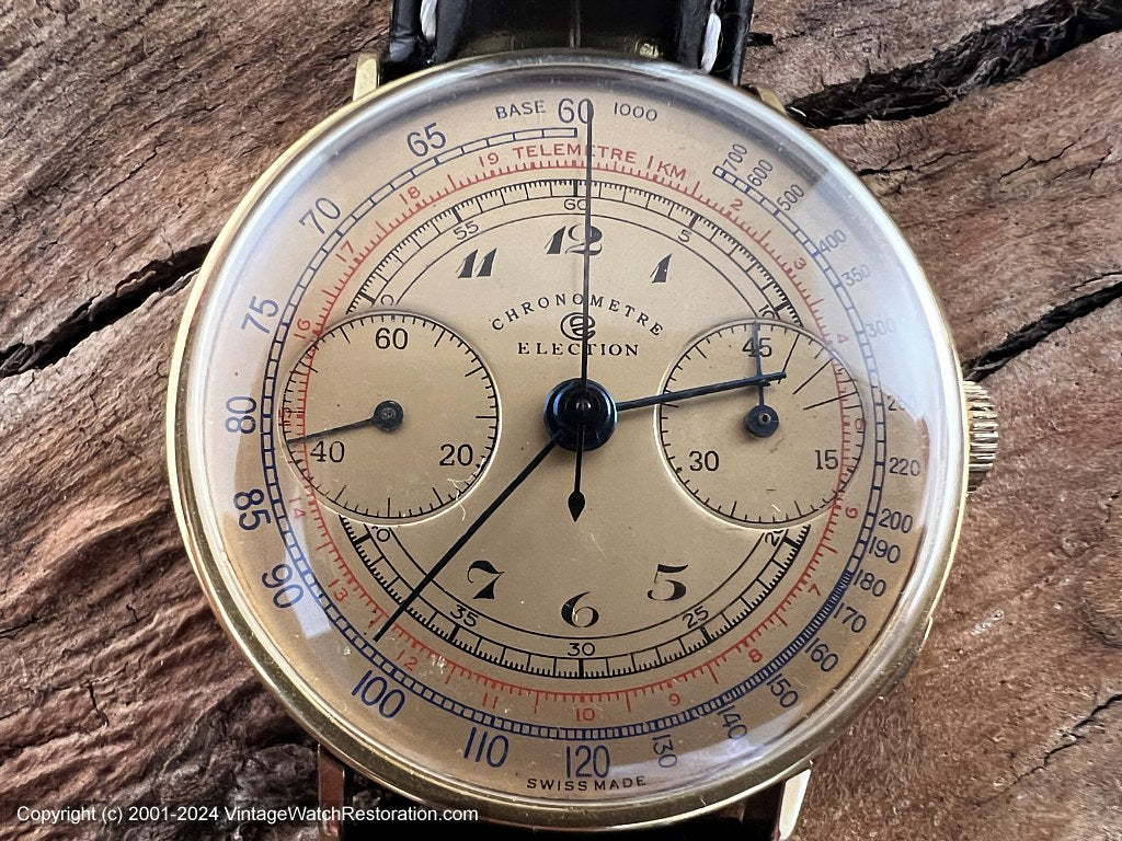Election Chronograph Golden Dial and Markings in 3 Colors, Manual, 36 ...
