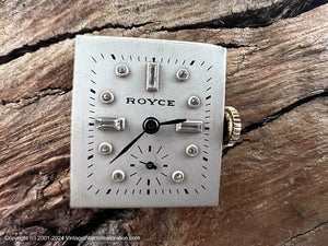 Royce in a Rectangular Case with Row of Diamonds Across Lugs with Original Box , Manual, 22x35mm