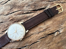 Load image into Gallery viewer, Benrus Silver Linen Dial with Gold Deco Numbers, Manual, 34.5mm

