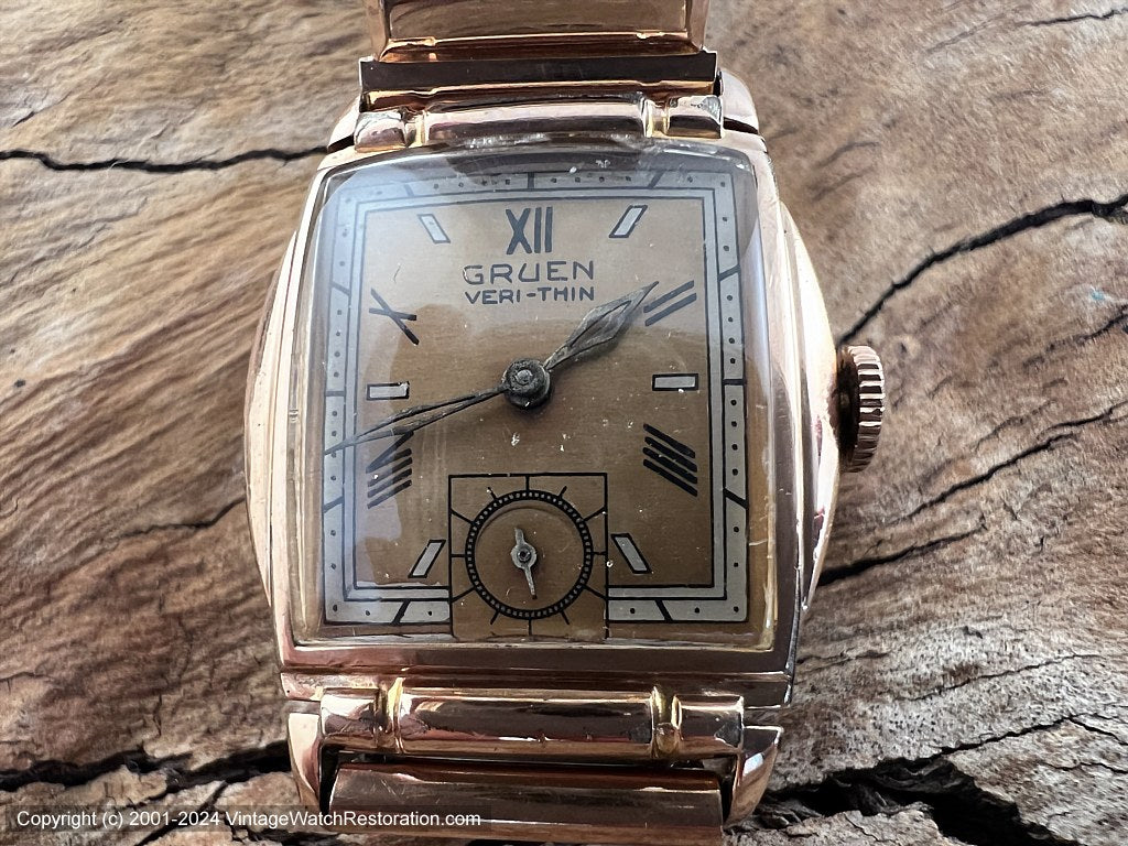 Gruen Veri Thin Two Tone Dial with Roman Numerals Manual 25.5x35.5mm