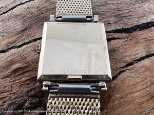 Bulova Black Dial in Square Case with Elegant Golden 'Champion' Bracelet, Manual, 26x26mm