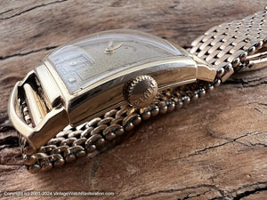Lord Elgin Original Golden Deco Dial with Original Gold Mesh Bracelet, Manual, 21x37mm