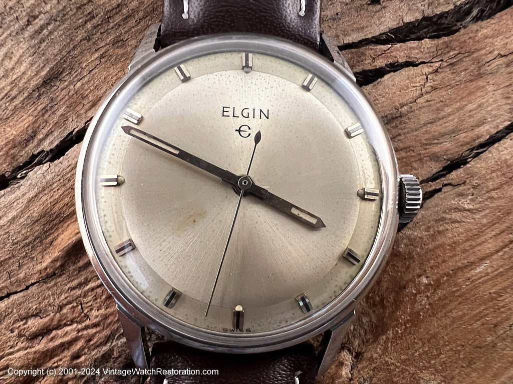 Elgin Light Champagne Pie-Pan Dial, Manual, Large 34mm