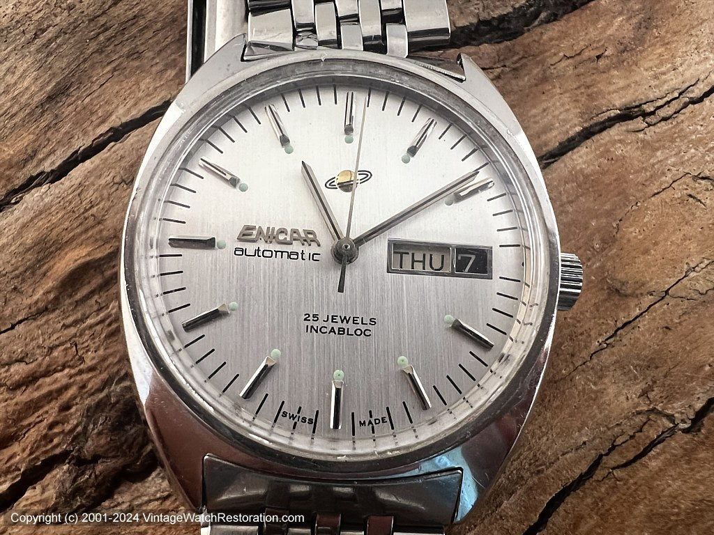 Enicar Ocean Pearl Day-Date Silver Dial, Automatic, 35.5mm Enicar Ocean Pearl Day-Date Silver Dial, Automatic, 35.5mm