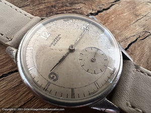 Universal c.1942 Military Style Light Creamy Yellow Dial with Silver Applied Markers, Manual, 31.5mm