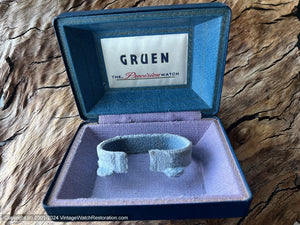 Gruen Veri-Thin Black Dial Military Style with Green Lume and Original Box, Manual, 33mm