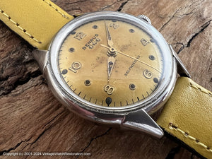 Benrus Mustard Yellow Patina Dial 3-Star, Automatic, 32.5mm