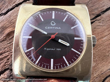 Load image into Gallery viewer, Certina &#39;Argonaut 220&#39; Ruby Red Dial, Hefty Tapered Square Case, Manual, 33x39mm
