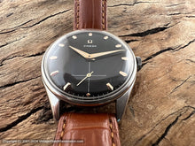 Load image into Gallery viewer, Omega Black Dial with Raised Gold Markers, Cal 266, Manual, Huge 38mm
