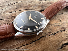 Load image into Gallery viewer, Omega Black Dial with Raised Gold Markers, Cal 266, Manual, Huge 38mm
