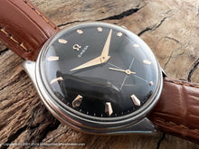 Load image into Gallery viewer, Omega Black Dial with Raised Gold Markers, Cal 266, Manual, Huge 38mm
