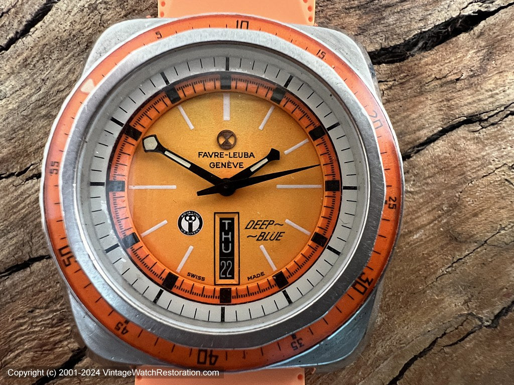 Favre-Leuba 'Deep Blue' Divers with Orange Dial and Bezel, Automatic, Massive 42x48mm