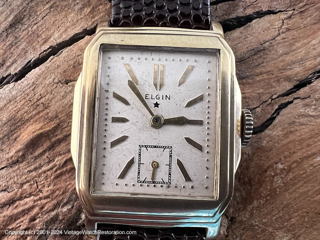 Elgin Cream Dial in Stepped Out Rectangular Gold Filled Case, Manual ...