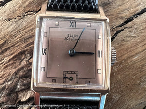 Elgin Deluxe Copper Dial in Rose-Gold Square Case, Manual, 23x33mm