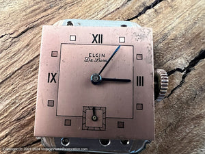 Elgin Deluxe Copper Dial in Rose-Gold Square Case, Manual, 23x33mm