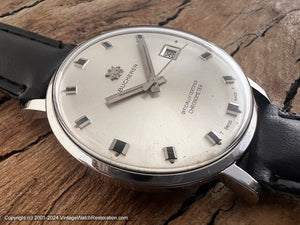 Bucherer Chronometer with Startlingly Silver Dial and Offset Date Window, Automatic, Large 36mm