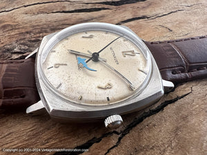 Wittnauer Cream Dial with "Blue Shark" Second Hand in Large Square Tonneau Case, Automatic, Large 33x33mm