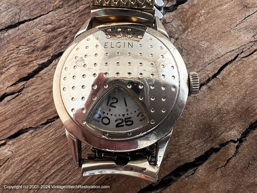 Elgin Direct Read Gold Golf Ball Case with Kreisler Bracelet Manual Vintage Watch Restoration