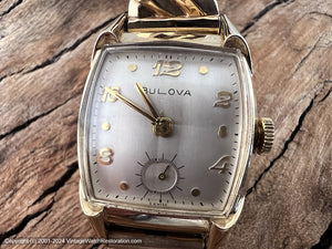 Bulova Rectangular with Perfect Pearly Dial and Quandrant Cut Crystal, Manual, 26x38mm