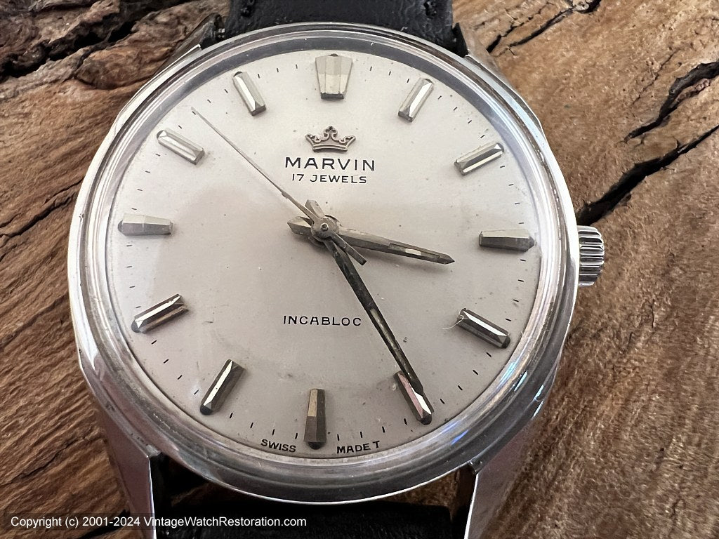 Marvin 'Starfish' Pearl White Dial Cal 621, Manual, 34mm – Vintage