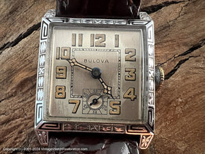 Bulova Original Steel Dial with Decorative Design on Bezel, Curved Crystal and Back, Manual, 27x33mm