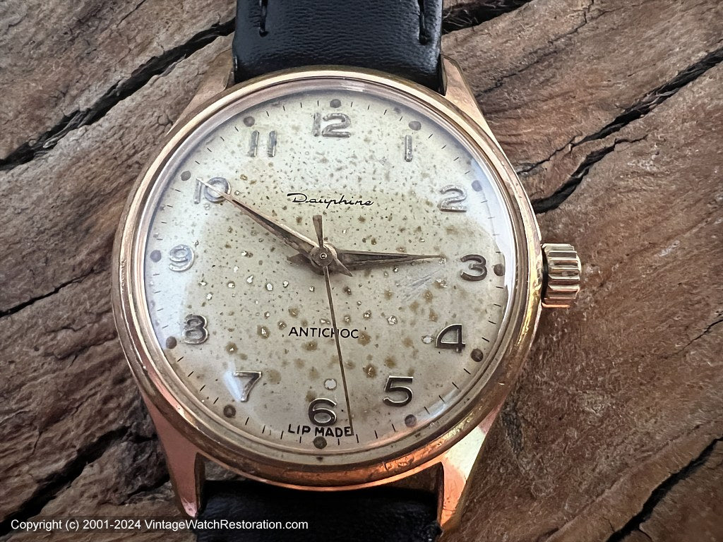 Dauphine (Lip) Lovely Spotted Golden Patina Dial, Manual, 33mm