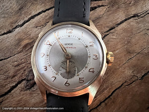 Geneve 2-Tone Dial with Gold Deco Numbers and "Devil Horn" Lugs, Manual, 33mm