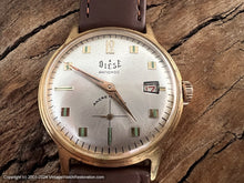 Load image into Gallery viewer, Diese Silver Dial with Golden Markers Inset with Green, Date, Manual, 34.5mm
