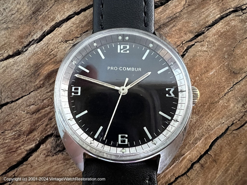 Pro Compur Spotless and Reflective Black Dial, Manual, 35.5mm